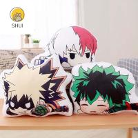 SHUI70300การ์ตูนสองด้าน Bakugou Katsuki Todoroki Shoto หมอนของเล่นยัดไส้ของเล่นเสื้อฮู้ดมิโดริยะอิซุคุของเล่นตุ๊กตาการโจมตีหมอนนุ่มผ่าพิภพไททันฮีโร่ของฉัน