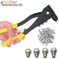 Threaded Insert Rivet Plier Pop Gun Kit 50Pcs Aluminum Blind Nut Rivets Assortment Kit Manual Rivnut Nutsert DIY Automotive Tool