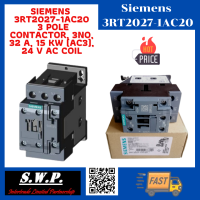 Siemens 3RT2027-1AC20 3 Pole Contactor, 3NO, 32 A, 15 KW (AC3), 24 V Ac Coil