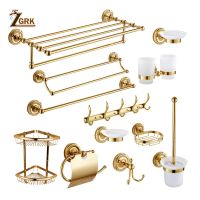 ZGRK Gold Bathroom Accessories Bath Brass Bathroom Soap Dish Set Toilet Life Bathroom Rack Paper Holder Bathroom Appliance