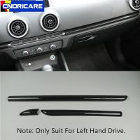 Carbon Fiber Color Car Center Console Dashboard Trim Strips 3Pcs For Audi A3 8V 2014-18 LHD ABS Interior Modified Essories