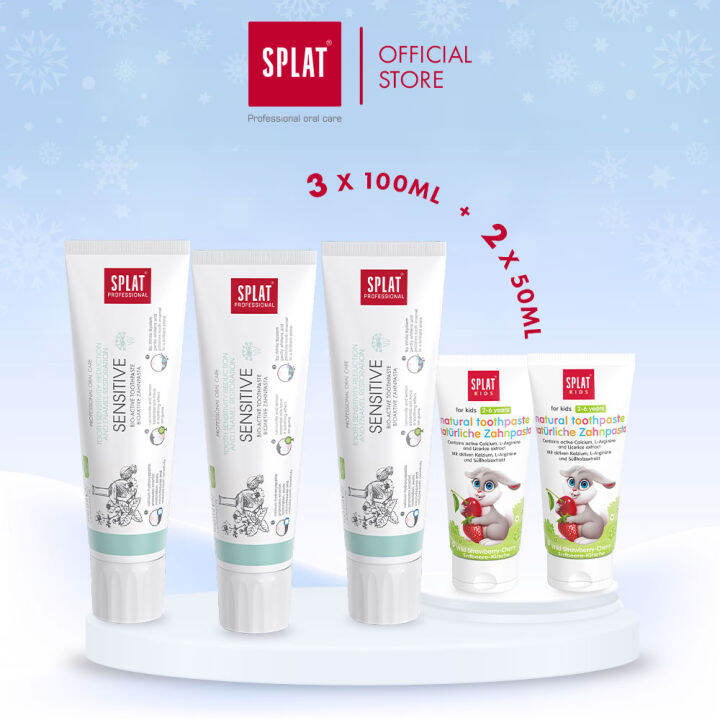 SPLAT Family Oral Care Bundle Sensitive Toothpastes + Kids Wild