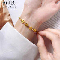 OYJR สร้อยข้อมือผู้หญิงสแตนเลส 18k ทองจีน "Pingan Xile" จี้ความหมายสุขสบายดี