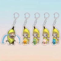 Happy Banana Cat Mobile Phone Chain Student Gift Popo Pout Cat Meme Funny Pendant Lanyard Small Pendant Maxwell Cat Keychain