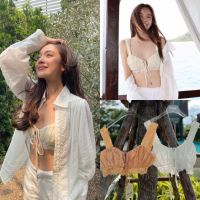 ครอปบราลูกไม้ปักลายฉลุ✨Lace Top Bra✨งานฮอตมาก ดีเทลผูกหน้าสวยน่ารักสุด ป้ายKapcha