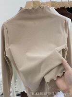 ✚♂► Half-high Collar Fleece Base Shirt Womens Spring Autumn and Winter Western Style Fleece-lined One-piece Fleece Long-sleeved Ear-rimmed Top Trendy