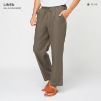 TWENTYSECOND กางเกงขายาวทรง Straight fit รุ่น Linen Relaxed Pants - สีเขียว / Olive