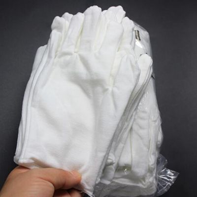 White Cotton Gloves Thick Disk Bead Play Etiquette Cotton Gloves Labor Protection Gloves Waiters/Drivers/Jewelry/Workers