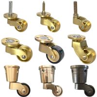 NEW 4PCS 1Inch Brass/Brass+Rubber Silent Castors Wheels Table Chair Sofa Cabinet Feet Leg Furniture Rollers 360° Swivel Casters Furniture Protectors R