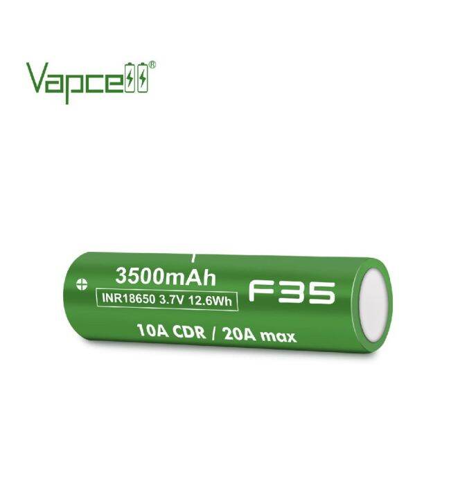 ถ่านชาร์จ-vapcell-รุ่น-f35-สีเขียว-inr18650-3-7v-3500-mah-10a-2-ก้อน-ของแท้-แถมกระเป๋าใส่ถ่าน