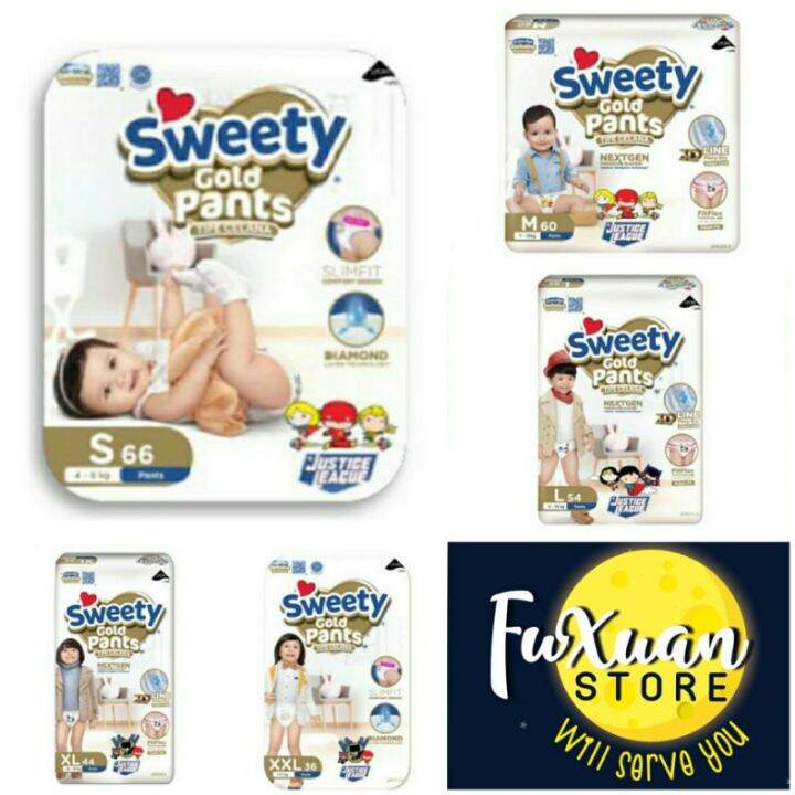 Sweety Gold Pants S66/ M60/ L54/ XL44/ XXL36 Kemasan Baru NextGen