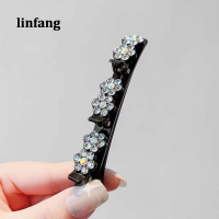 Linfang ประกายคลิปผมถักซาตินวงผม Rhinestone กิ๊บ