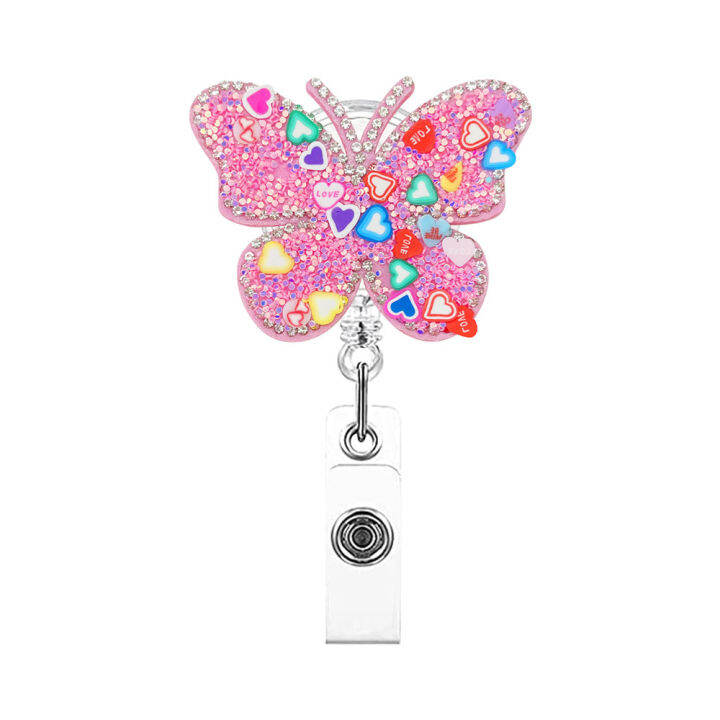 id-card-holder-nurse-badge-clip-badge-holder-retractable-nurse-badge-reel-clip-heart-butterfly-shape-badge-clip