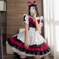 S-5XL Lolita Halloween Little Devil Gothic Black Red Apron Maid Dress Uniform Outfits Anime Cosplay Costume