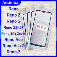 Ansimba กระจกด้านนอกหน้าจอด้านหน้าพร้อมกาวโอก้าสำหรับ OPPO Reno/Reno Z/Reno 2/Reno 2Z/2F/Reno 10x Zoom/Reno Ace/Reno 2/Reno 3ตัวเปลี่ยนกระจกด้านนอกระบบสัมผัส LCD