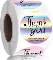500PCS 1 Inch Rainbow Laser Thank You for Purchasing Commercial Decorative Stationery Stickers Creative Labels Sealing Decal Stickers Labels