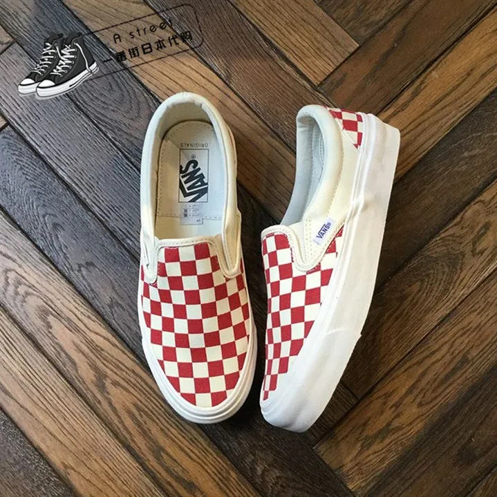 Vans Vault Slip on Red and White Checkerboard Og High Street Shoes ...