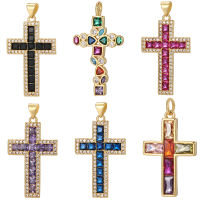 Bohemian Cross Charms สำหรับเครื่องประดับทำอุปกรณ์ Pave Zircon Gold สี Dijes Diy ต่างหูสร้อยข้อมือสร้อยคอ-DCVS STORE