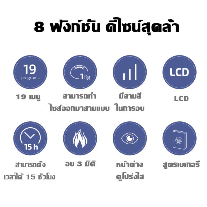 airbot-เครื่องทำขนมปัง-bread-machine-เครื่องทำอาหารเช้า-เครื่องปิ้งขนมปัง-เครื่องทำขนมปังอเนกประสงค์-เครื่องทำเค้ก-เครื่องทำขนมปังที่บ้าน-home-bread-machine-ความจุ-3-ปอนด์-1000g-bm2800-สีฟ้า