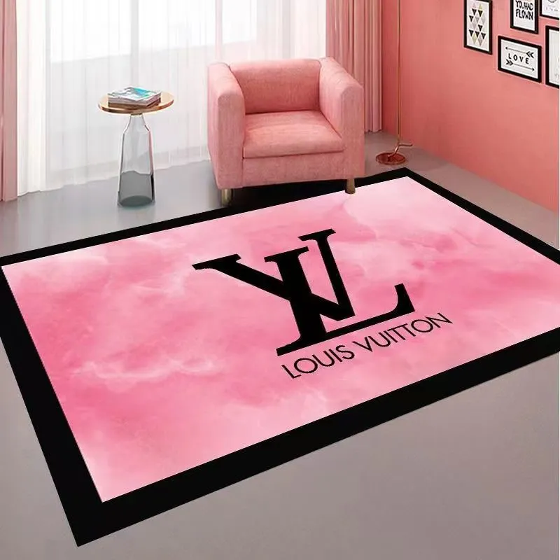 2023 LV02 Rectangle Anti-slip Kitchen Room Floor Mat Flannel Carpet Rug