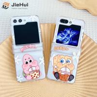 JieHui สำหรับ Samsung Z Flip5/Z Flip4/Z Flip3 Patrick SpongeBob (เคสโทรศัพท์แฟชั่นชุดสามสีเต็มรูปแบบ