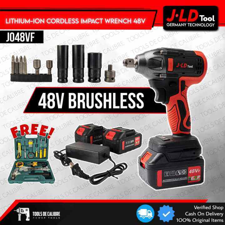 JLD TOOL 48V LithiumIon Cordless Impact Wrench J048VF with FREE