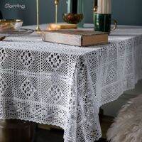 【cw】 Gerring American Country Knit White Crochet Tablecloth Hollow Out TV Table Cotton Tea White Table Cover Wedding Party Decoration ！