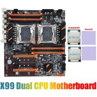 X99 Dual CPU Motherboard LGA2011 Support DDR4 ECC Memory Motherboard PCB with 2XE5 2620 V3 CPU+2XThermal Pad