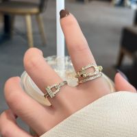 [COD] New Korean version of the high-end sense diamond-encrusted fashion ring womens design light luxury style opening index finger