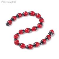 About 20pcs/Strand Red Ladybug Lampwork Beads Spacer Loose Beads for Bracelet Earrings DIY Jewelry Making