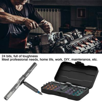 24 In 1 Multifinctional Ratchet Screwdriver Set S2 Maintenance Wrench Bit Magnetic Tools Household F1G7
