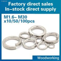 ✵☞ 10/ 50/ 100pcs Spring Split Lock Washer Elastic Gasket M1.6 M2 M2.5 M3 M4 M5 M6 M8 M10 M12 M16 M24 M27 M30 A2 Stainless Steel