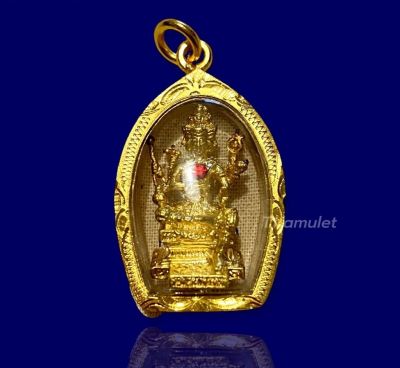 SEF จี้พระ จี้พระพรหม องค์สีทอง บูชาเพื่อความรุ่งเรือง เลี่ยมกรอบทองคำ ส่งฟรี พระพรหม 4 หน้า สวยงามมาก จี้พระ เทพฮินดู กรอบพระ
