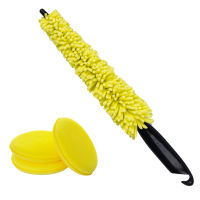 【CW】Car Wheel Brush Tire Cleaning Brushes Tools Car Detailing Brush Set Car Rim Scrubber Cleaner Duster Handle Auto Cleaning Tools