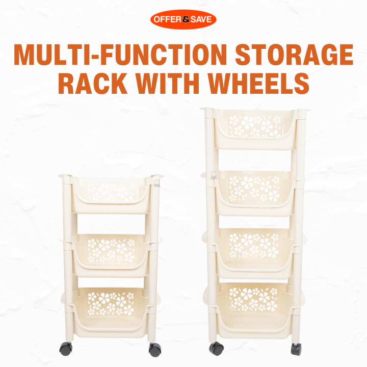 Premium MultiPurpose Kitchen Trolley 3 & 4 Tier Storage Rack With