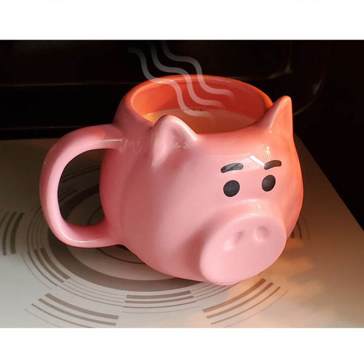 550ml-large-capacity-cute-cartoons-pink-pig-shape-breakfast-milk-coffee-mugs-microwave-available-water-tea-cup-with-handle-spoon