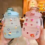 Bình Nước 1,3L Có Sticker Dán Dễ Thương Nhiều Màu Tiện Lợi