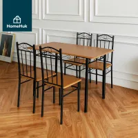 [8แบบ] HomeHuk ชุดโต๊ะกินข้าว พร้อมเก้าอี้ 4 ที่นั่ง (ประกอบง่าย) โต๊ะกินข้าว เก้าอี้ไม้ โต๊ะมินิมอล ชุดโต๊ะเก้าอี้ โต๊ะอาหาร โต๊ะกินข้าว4ที่นั่ง เก้าอี้กินข้าว ชุดโต๊ะอาหาร โต๊ะกินข้าวไม้ เก้าอี้โต๊ะกินข้าว Steel MDF Dining Table Set with 4 Chairs