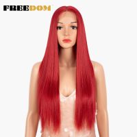 FREEDOM Synthetic Lace Wig 28 Inch Long Straight Hair Wigs Soft Red Orange Blonde Lace Front Wigs For Black Women Cosplay Wigs Wig  Hair Extensions Pa