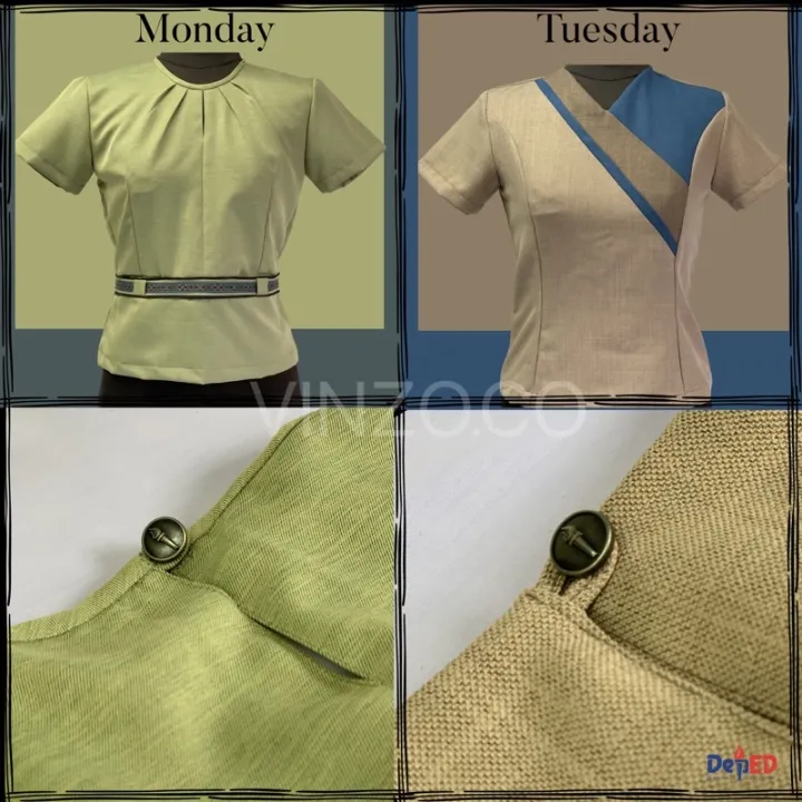 DepEd Teachers Uniform RTW ready to wear Monday and Tuesday ( Blouse ...