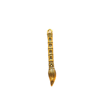 จี้ทองเหลืองโบราณปากกาพู่กันจีนพวงกุญแจเครื่องประดับขนาดเล็กปากกาตกแต่งทำด้วยมือรูปปั้นการตกแต่งบ้าน