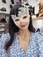 original Halloween Masquerade lace mask cos half-face empty Douyin mask white sexy adult mask female