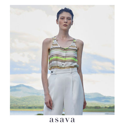 [asava aw21] Multi-stripes Tank Top เสื้อผู้หญิง อาซาว่า คอกลม แขนกุด