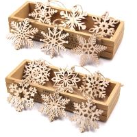 6PCS/Lot Christmas Wooden Pendants Multi Snowflakes Hanging Ornaments Wood Craft Christmas Tree Decorations DIY Painting Gifts Christmas Ornaments