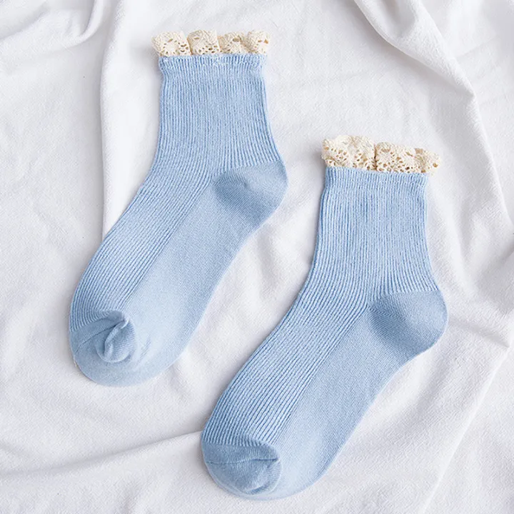 Women's Ruffle Ankle Socks 6-Pack - Breathable Cotton Frilly Socks With Lettuce Trim