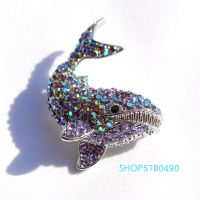 ✐✸  Rhinestone Whale Brooch Rhodium Plated Breast Pin Accessories Corsage Ornaments Fashion Jewelry