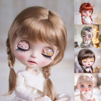 Blyth ตุ๊กตาวิกผมเรียบคู่ถักเปียผมวิกผมสีบลอนด์แสงสีน้ำตาลสีน้ำตาลแดง DIY BJD อุปกรณ์ตุ๊กตาขนาด9-10 ,10-11นิ้ว