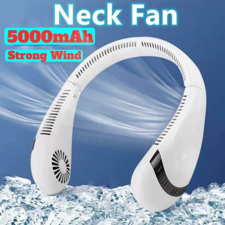 Portable Neck 5000mAh Foldable fan Bladeless usb cooling Mute Wearable ...