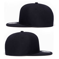 High Quality Mens Straight Cap Flat Peak Hip Hop Snapback Cap Women Solid Black Baseball Hat Wool Polyester Flat Bill Casquette