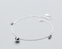 Authentic Real. 925 Sterling Silver Fine Jewelry Smaller &amp;Bigger Beads Round Anklet Bracelet GTLS690